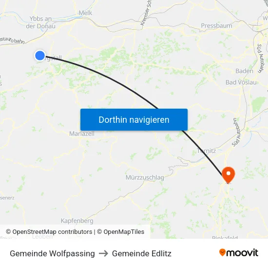 Gemeinde Wolfpassing to Gemeinde Edlitz map