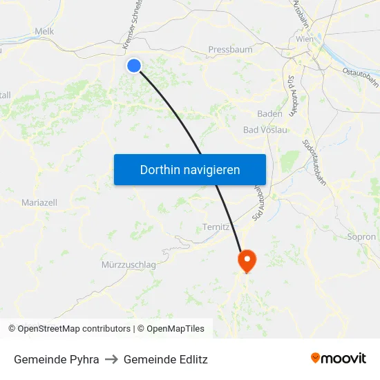 Gemeinde Pyhra to Gemeinde Edlitz map