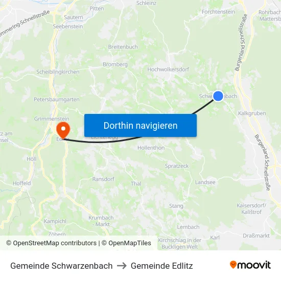 Gemeinde Schwarzenbach to Gemeinde Edlitz map