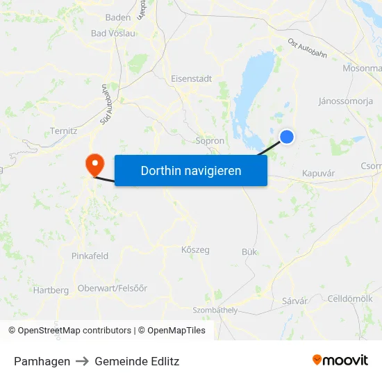 Pamhagen to Gemeinde Edlitz map