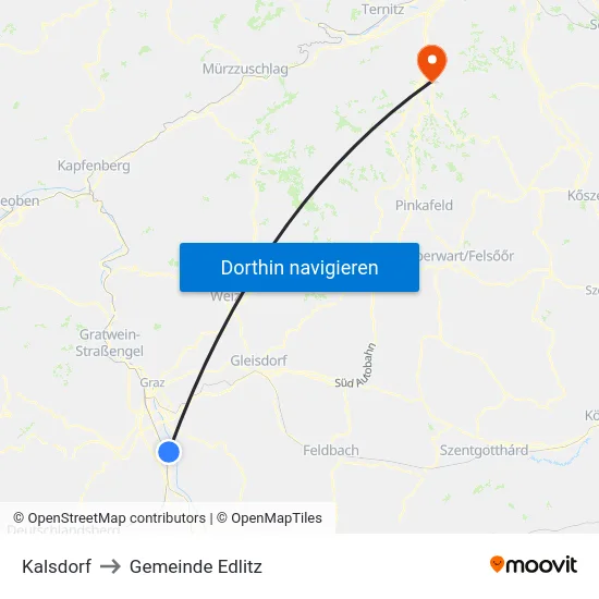 Kalsdorf to Gemeinde Edlitz map