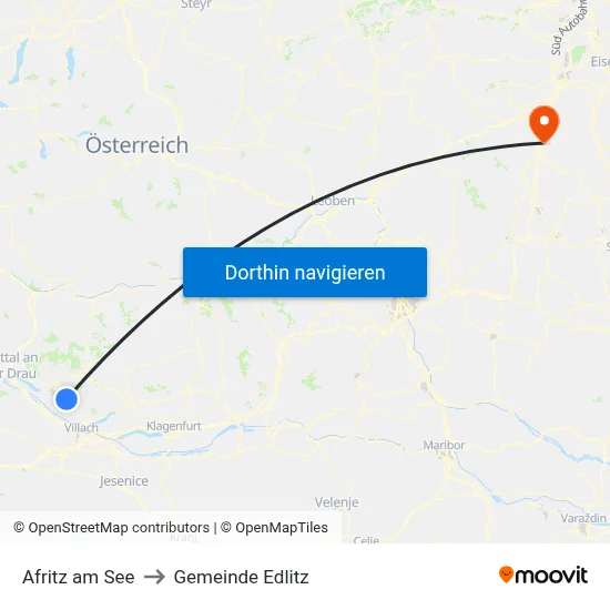 Afritz am See to Gemeinde Edlitz map