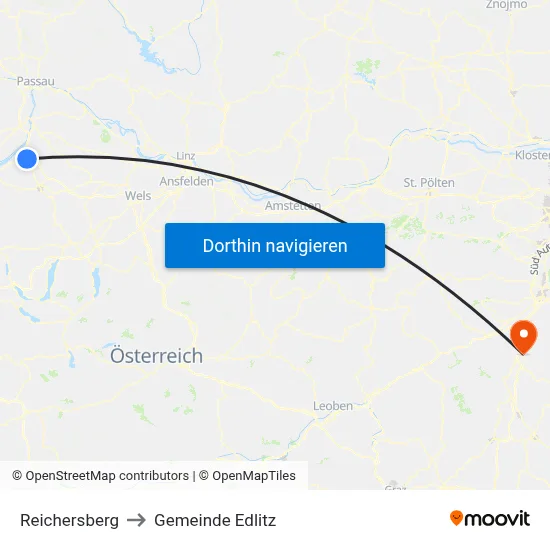 Reichersberg to Gemeinde Edlitz map