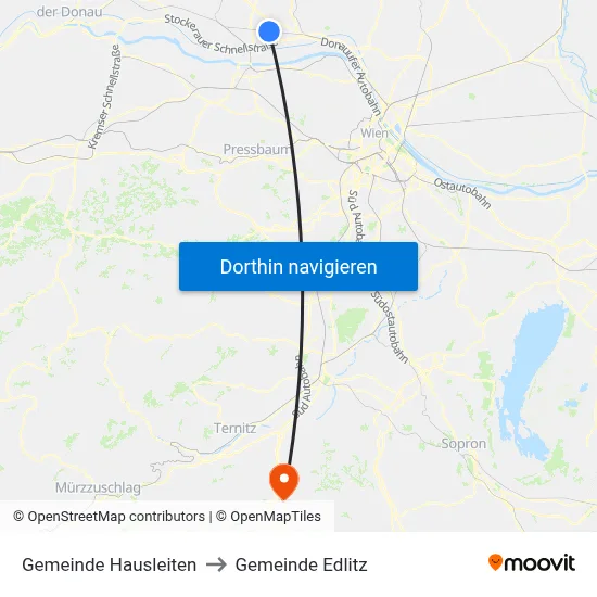 Gemeinde Hausleiten to Gemeinde Edlitz map