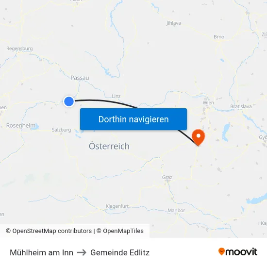 Mühlheim am Inn to Gemeinde Edlitz map