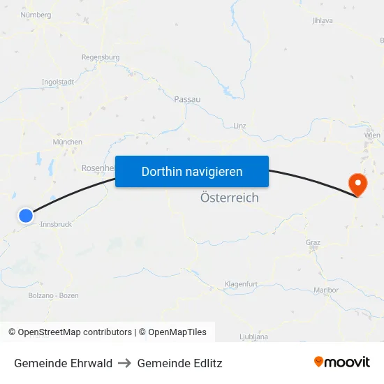 Gemeinde Ehrwald to Gemeinde Edlitz map