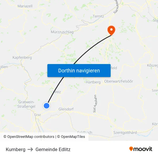 Kumberg to Gemeinde Edlitz map