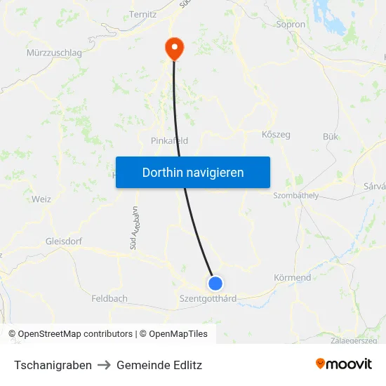 Tschanigraben to Gemeinde Edlitz map