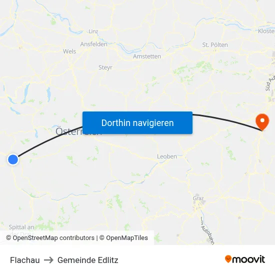Flachau to Gemeinde Edlitz map