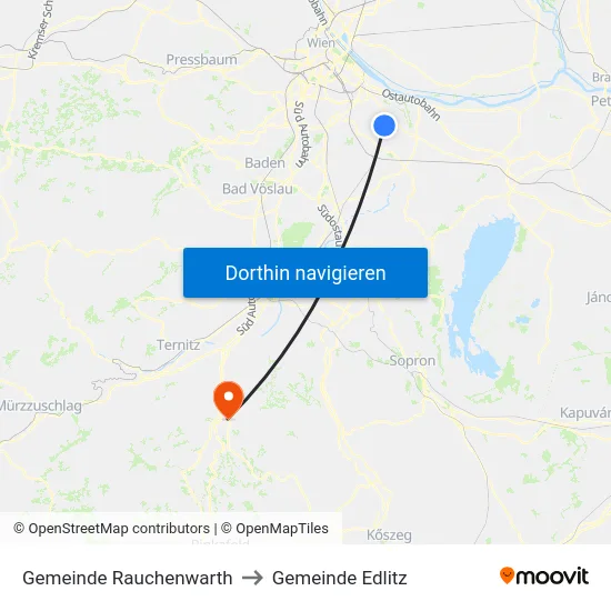 Gemeinde Rauchenwarth to Gemeinde Edlitz map