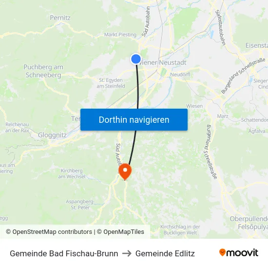 Gemeinde Bad Fischau-Brunn to Gemeinde Edlitz map