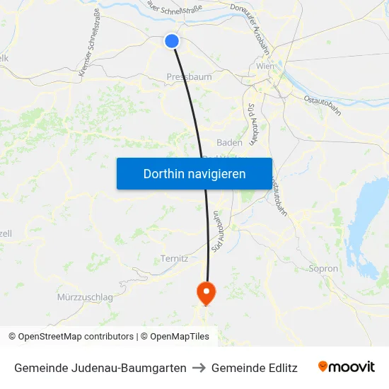 Gemeinde Judenau-Baumgarten to Gemeinde Edlitz map