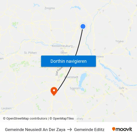 Gemeinde Neusiedl An Der Zaya to Gemeinde Edlitz map