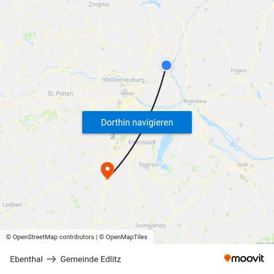 Ebenthal to Gemeinde Edlitz map