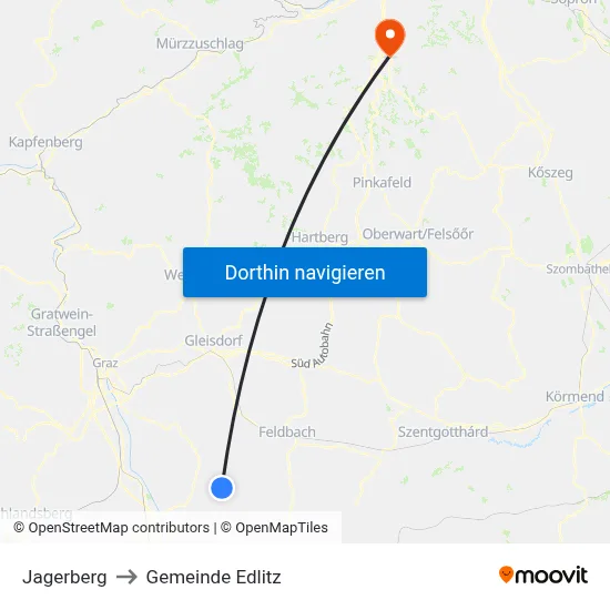 Jagerberg to Gemeinde Edlitz map