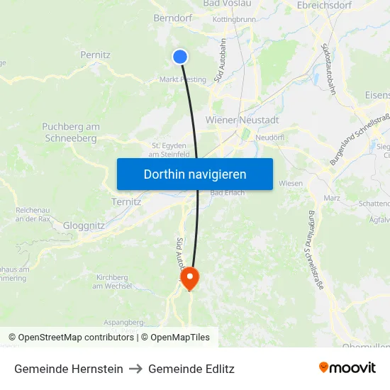 Gemeinde Hernstein to Gemeinde Edlitz map