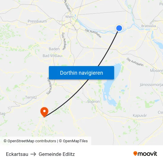 Eckartsau to Gemeinde Edlitz map