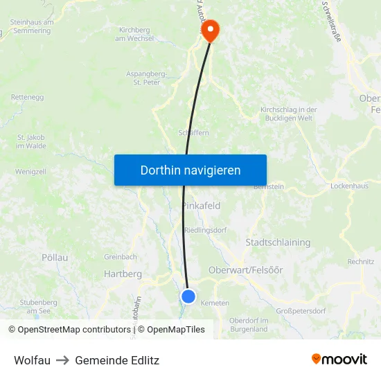 Wolfau to Gemeinde Edlitz map