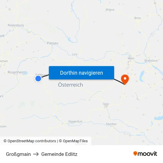 Großgmain to Gemeinde Edlitz map