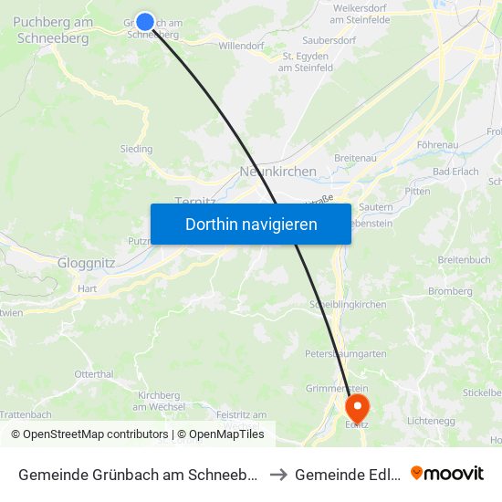 Gemeinde Grünbach am Schneeberg to Gemeinde Edlitz map