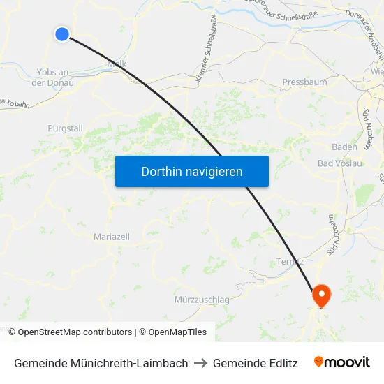 Gemeinde Münichreith-Laimbach to Gemeinde Edlitz map