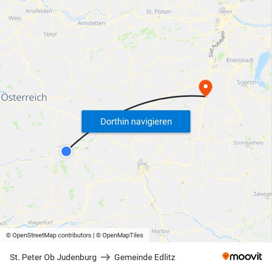 St. Peter Ob Judenburg to Gemeinde Edlitz map