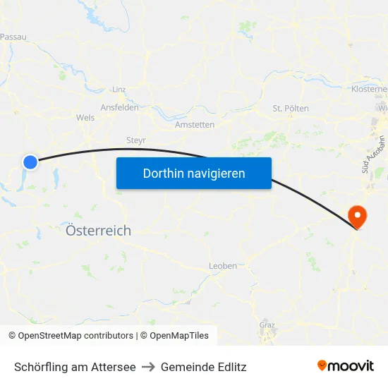 Schörfling am Attersee to Gemeinde Edlitz map
