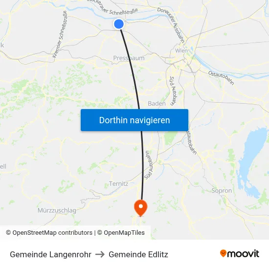 Gemeinde Langenrohr to Gemeinde Edlitz map
