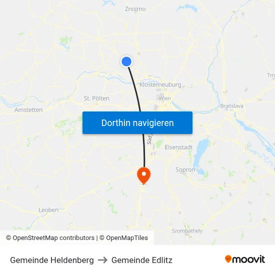 Gemeinde Heldenberg to Gemeinde Edlitz map