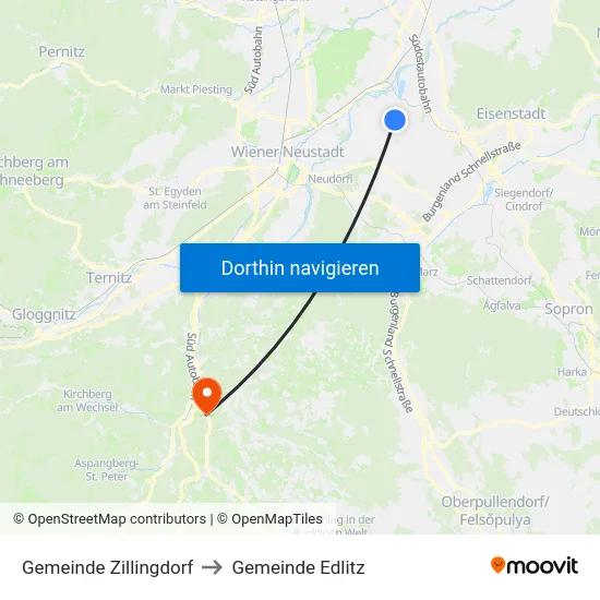 Gemeinde Zillingdorf to Gemeinde Edlitz map