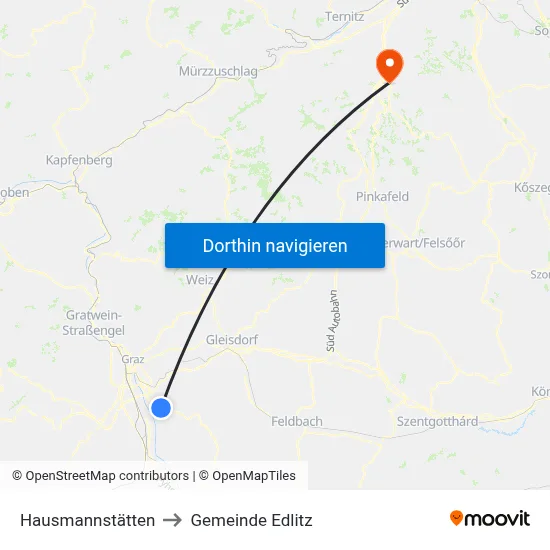 Hausmannstätten to Gemeinde Edlitz map