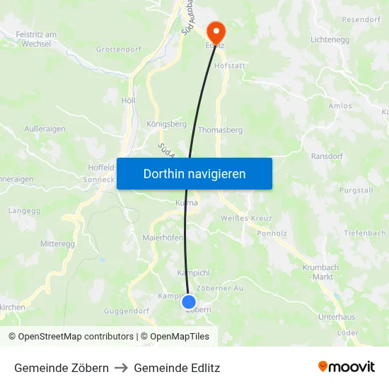 Gemeinde Zöbern to Gemeinde Edlitz map
