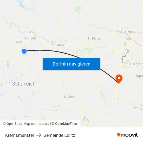 Kremsmünster to Gemeinde Edlitz map