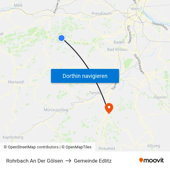 Rohrbach An Der Gölsen to Gemeinde Edlitz map