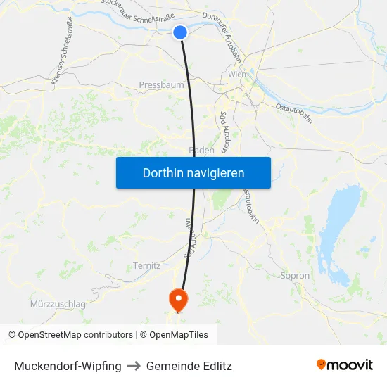 Muckendorf-Wipfing to Gemeinde Edlitz map