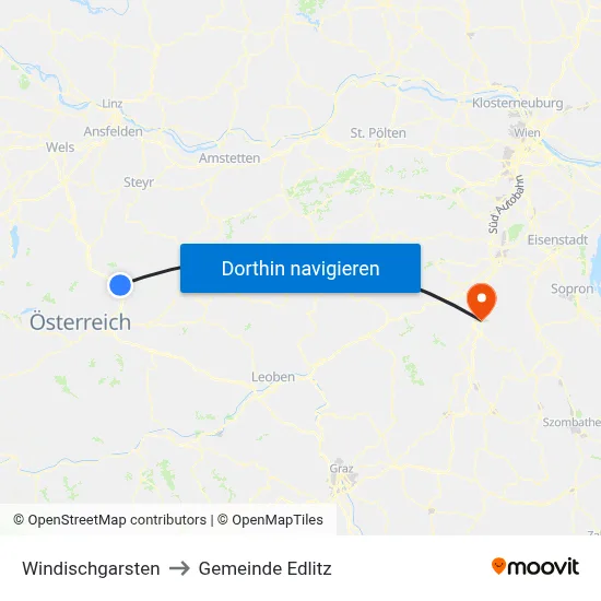 Windischgarsten to Gemeinde Edlitz map