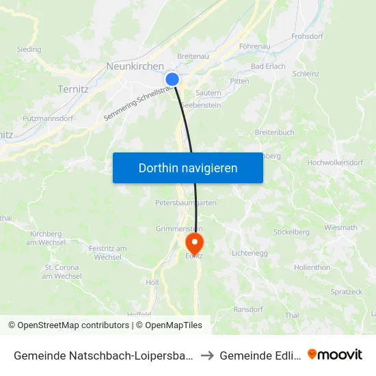 Gemeinde Natschbach-Loipersbach to Gemeinde Edlitz map