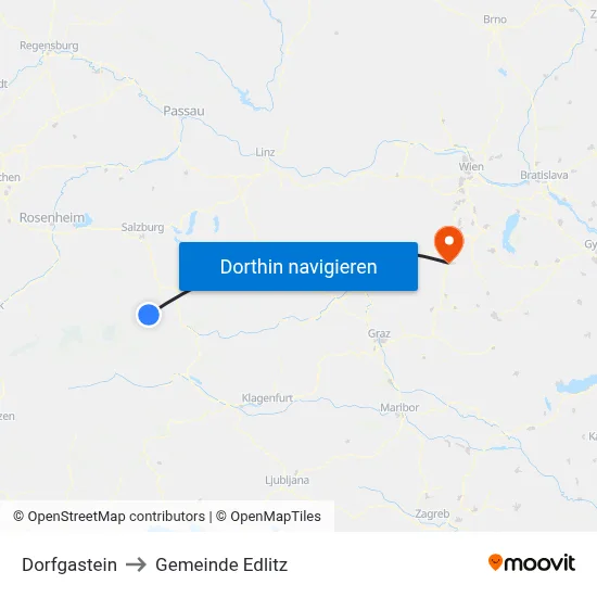 Dorfgastein to Gemeinde Edlitz map
