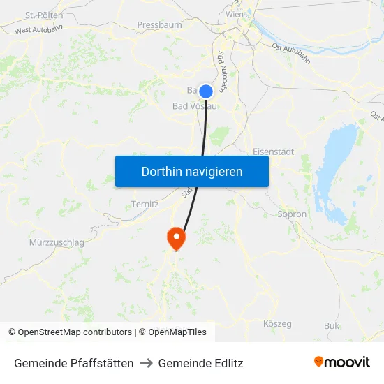 Gemeinde Pfaffstätten to Gemeinde Edlitz map