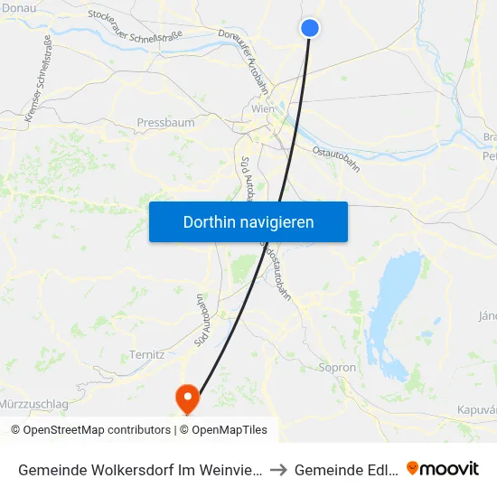 Gemeinde Wolkersdorf Im Weinviertel to Gemeinde Edlitz map