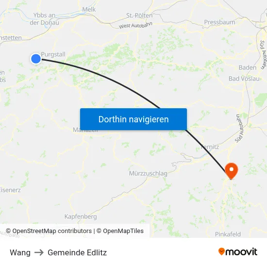Wang to Gemeinde Edlitz map