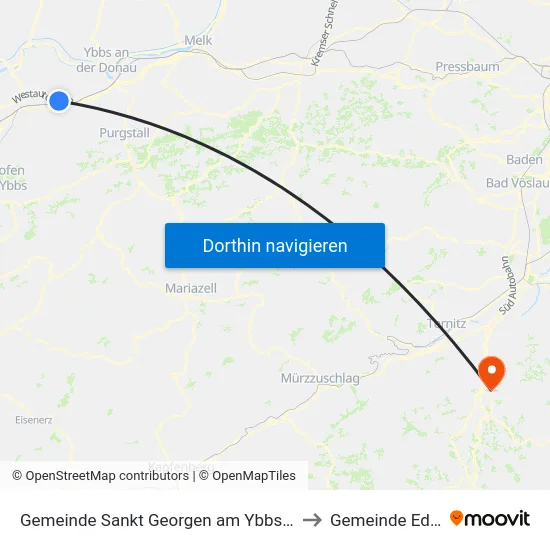 Gemeinde Sankt Georgen am Ybbsfelde to Gemeinde Edlitz map