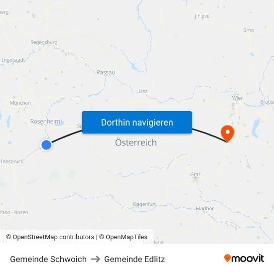 Gemeinde Schwoich to Gemeinde Edlitz map