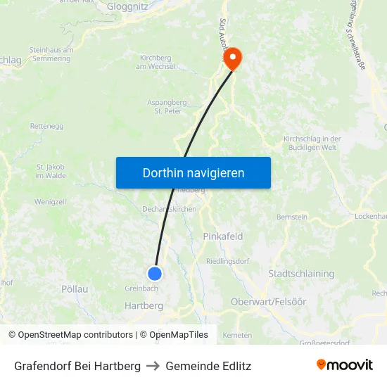 Grafendorf Bei Hartberg to Gemeinde Edlitz map