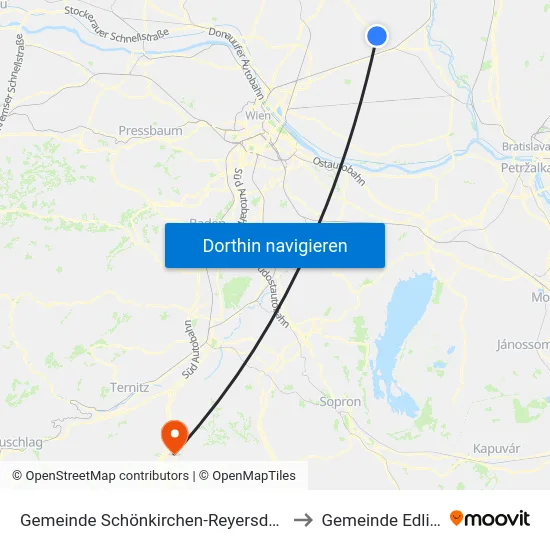 Gemeinde Schönkirchen-Reyersdorf to Gemeinde Edlitz map