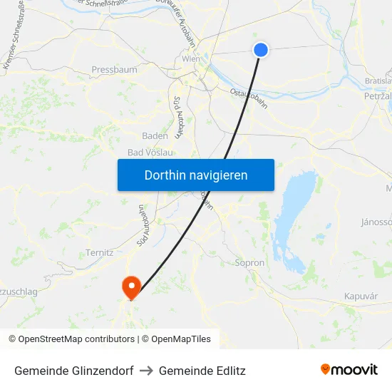 Gemeinde Glinzendorf to Gemeinde Edlitz map