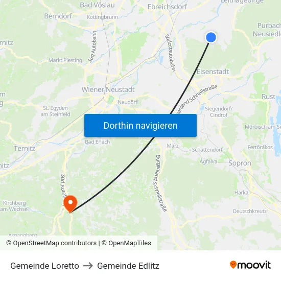 Gemeinde Loretto to Gemeinde Edlitz map