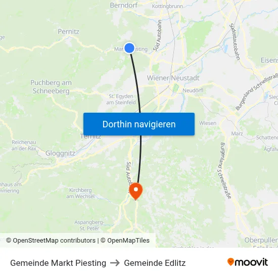 Gemeinde Markt Piesting to Gemeinde Edlitz map