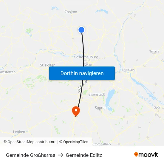 Gemeinde Großharras to Gemeinde Edlitz map