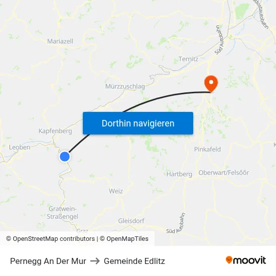 Pernegg An Der Mur to Gemeinde Edlitz map